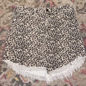 Free People: We The Free, Leopard Bailey Denim Mini Skirt